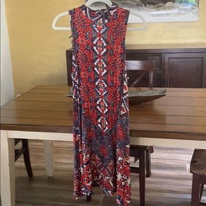 ANGIE~ Blue & Red Print Dress.